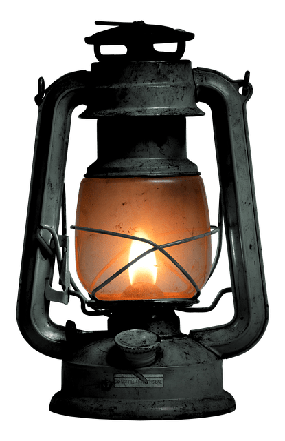 A lantern with a candle inside of it.