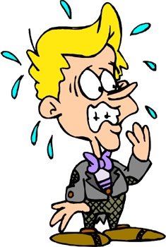 A cartoon of a man with blonde hair and a tie.