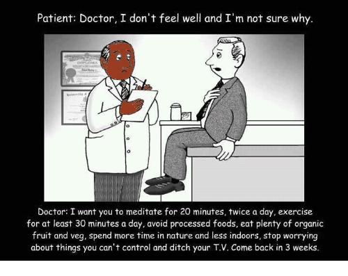 A cartoon of a doctor and patient with text.